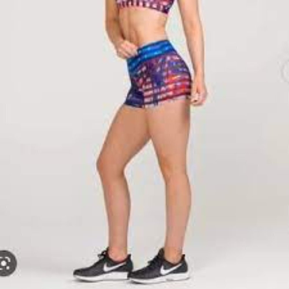 Blue Multicolor Women's Athletic Shorts